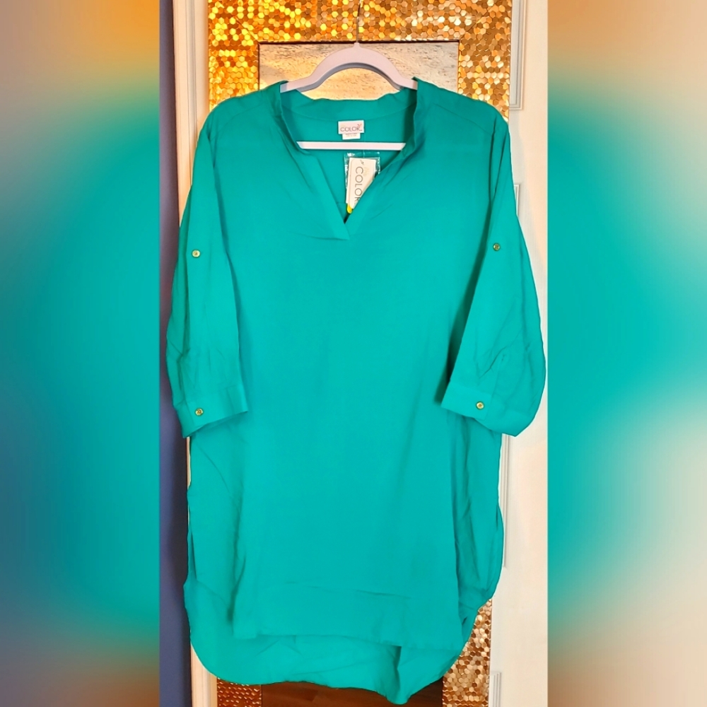 All For Color Teal Tunic Dress